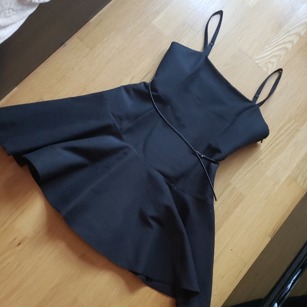 Halston Heritage A-line LBD black Dress with Belt